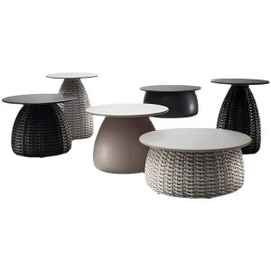 Moderner Rattan-Beistelltisch für den Außenbereich mit Aluminiumrahmen - Nur Tisch 24"L x 24"B x 18"H