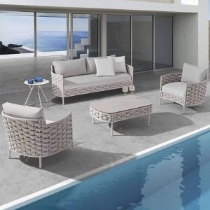 Hellgraue Legierungssofa für 1 Person - Trendig UV-beständig mit Kissen, 1 Stück, 1-Sitzer Sofa
