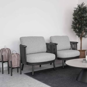 Hellgraues, UV-beständiges Sofa für 1 Person - trendy mit Kissen, 1 Stück, 1-Sitzer Sofa