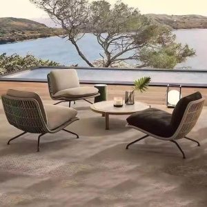 Schwarzes Sofa mit abnehmbarem Schaumstoffkissen, UV-beständig für 1 Person, trendiger Stil, 1 Stück, 1-Sitzer Sofa