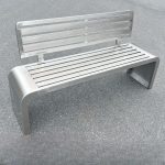 Einfache Edelstahl-Außenbank, Stahlrahmen, 59"L x 16"B x 33"H