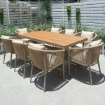 Polstergarnitur in natürlicher Farbe für den Außenbereich, 9-teiliges Set, Schwarz, 70,9"L x 35,4"B x 29,5"H, Tisch & 8 Stühle