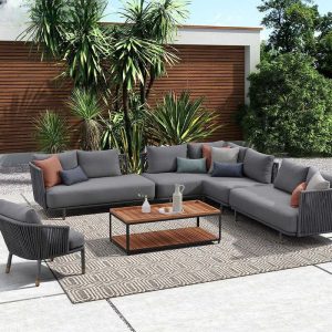Dunkelgraue Legierung Sofa für 1 - Trendig UV-beständig mit Kissen, 1 Stück, 1-Sitzer Sofa