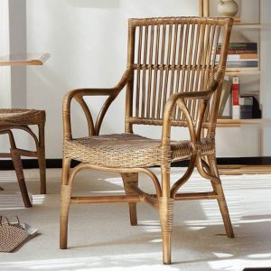 Moderner einfacher Stil Rattan Outdoor Seitenstuhl mit Sepia-Kissen, 1 Stuhl, Ohne Armlehnen