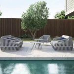 Trendy Gray Alloy Loveseat, wasserdicht für 2, 1 Stück mit Kissen, Loveseat