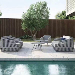 Trendy Gray Alloy Loveseat, wasserdicht für 2, 1 Stück mit Kissen, Loveseat