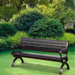 Art Deco Gartenbank in Mitternachtsschwarz-Legierung mit geschwungenen Armlehnen, Rücken und Feuchtigkeitsschutz, 59"L x 26"B x 35"H