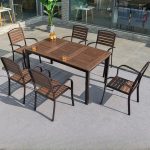 Gartentisch-Set, Kakaofarbener Kunstholztisch, UV-beständig, 5-teilig, Rechteckig mit Stuhl, 47,2"L x 27,6"B x 29,5"H, Tisch & 4 Stühle
