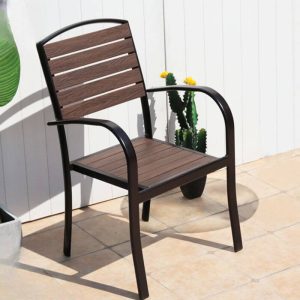Patio Armlehnenstuhl in Schwarz Aluminium Metall mit 2 Stühlen, minimalistischer Stil, 2 Stühle, 22"L x 21"B x 34"H