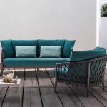 Hellgraue Alloy UV-beständige Sofa für 3 Personen mit Kissen und modernem Sitzkissen, 87"L x 31,5"B x 27"H
