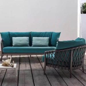 Hellgraue Alloy UV-beständige Sofa für 3 Personen mit Kissen und modernem Sitzkissen, 87"L x 31,5"B x 27"H