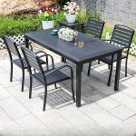 Patio-Esstisch mit metallischem schwarzem rechteckigem minimalistischem Design, nur Tisch