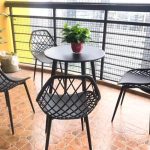 Klares Outdoor-Esstischset mit flammhemmenden Polymer-Sitzmöbeln, 5-teiliges Set mit Stuhl, einfacher Stil und Tisch, 51"L x 31"B x 28"H, Tisch & 4 Stühle