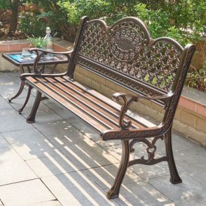 Bronze Aluminium Art Deco Terrassenbank, 54"L x 26"B x 35"H