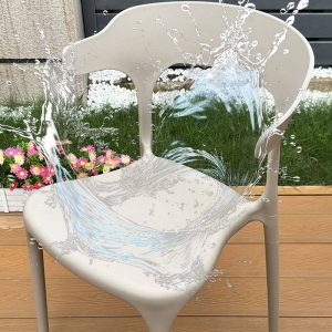 Elfenbein Outdoor-Essset mit flammenresistenten Polymerverbund-Stühlen, 3-teilig, einfacher Stil und Tisch, 27,6"L x 27,6"B x 28,7"H, Schreibtisch mit 2 Stühlen
