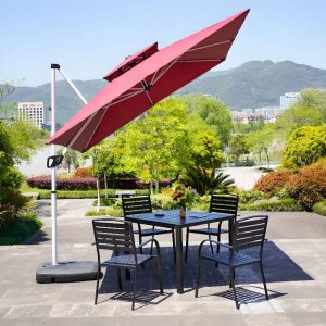 Outdoor-Esstisch mit Legierungsrahmen, wetterfestes Mitternachtsschwarz 5-teiliges Tisch & Stühle, einfacher Stil, 35.4"L x 35.4"B x 28.3"H, Tisch & 4 Stühle