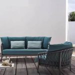 Loveseat mit Schaumstofffüllung, schwarzer Rahmen, Kissen für 2, UV-beständiger trendiger Stil, inklusive Polster, Schwarz-Grau, 2-Sitzer Couch