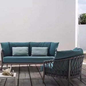 Loveseat mit Schaumstofffüllung, schwarzer Rahmen, Kissen für 2, UV-beständiger trendiger Stil, inklusive Polster, Schwarz-Grau, 2-Sitzer Couch