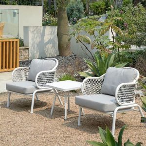 Minimalistischer grauer Aluminium Metall Terrassen Armlehnenstuhl mit 1 Stuhl, 22"L x 24"B x 31"H