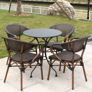 Klarsitzmöbel-Set für draußen, rund, wetterfest, 5-teilig, Stuhl, einfacher Stil, 31,5"L x 31,5"B x 27,6"H, Tisch & 4 Stühle