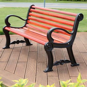 Carbon-Faser-Patio-Bank im Art-Deco-Stil mit Mitternachtsschwarzem Rahmen, Gekrümmter Sitzfläche, Gekrümmter Armlehne, Rückenlehne, Feuchtigkeitsbeständig, Rötlich Braun, 59"L x 25"B x 32"H