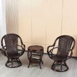 Moderner Einfacher Stil Kakao Rattan Patio Armlehnenstuhl mit UV-Schutz und Drehfunktion, 1 Stuhl, Kaffee