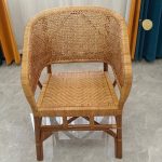 Casual 1 Stuhl Weiden Terrassen Armlehnenstuhl mit Kissen, unbehandelte Farbe, 25"L x 19"B x 35"H