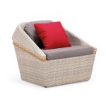 Creme Sofa mit Schaumstoffpolsterung, Kissen, UV-beständig für 1 Person, Trendiger Stil, inklusive Kissen, 1-Sitzer Sofa