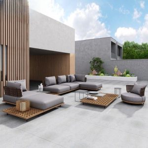 Textilbezogenes Polster-Rückengarnitur für draußen mit Tintenglas-1-Tafel und Kreidekissen, 3-teilig, 3-teiliges Set (2 Einzelsofas & runder Couchtisch)