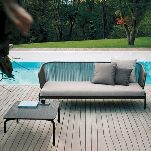 Seilgeflochtenes WeCourtyard Sofa-Set Modern Wasserdicht mit rechteckigem Couchtisch - Sofa für zwei Personen