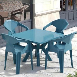 Karminroter quadratischer Patio-Esstisch mit Polymer-Tischplatte im simplistischen Stil, Rot, nur Tisch