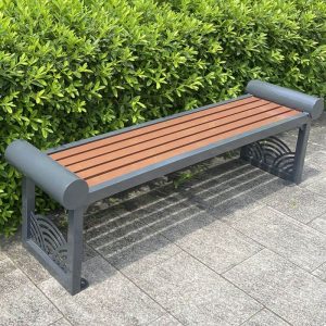 Zeitgenössische Taubengrau gerahmte Legierung Patiobank, 59"L x 16"B x 16"H, Hellbraun