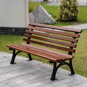 Modern Auburn Timber Outdoor Bank mit Rückenlehne, 59"L x 24"B x 31"H