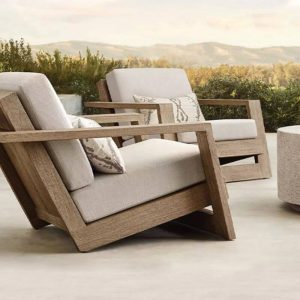 Einfaches Outdoor-Sofa-Garnitur-Set, Gelb, inklusive Ottomane, 2-teiliges Set, natürliche Oberfläche, 1-Sitzer Sofa mit Ottomane