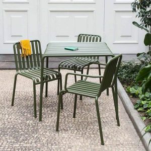 Art Deco wasserdichter grüner Legierungs-Esstisch, ohne Stühle, 47,2"L x 27,6"B x 29,5"H