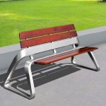 Edelstahl Modische Metall Parkbank mit Rückenlehne und hydrophober Oberfläche, Edelstahl, 71"L x 24"B x 30"H