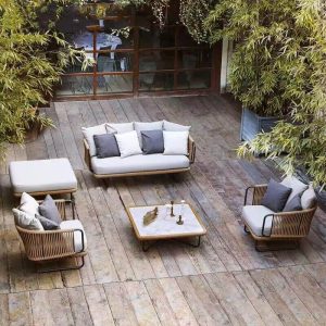Loveseat mit abnehmbarem Kissenbezug, Schaumstoffpolsterung in schwarzem Rahmen, Kissen für 2 Personen inklusive, UV-beständig, trendiger Stil, Loveseat