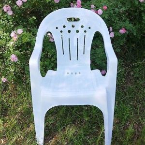Chalk Outdoor Dining Set mit Polymer Compound Sitz - 7-teiliges Set, wetterfest mit Stuhl, einfachem Stil und Tisch, Weiß, 47,2"L x 47,2"B x 27,6"H, Tisch & 6 Stühle