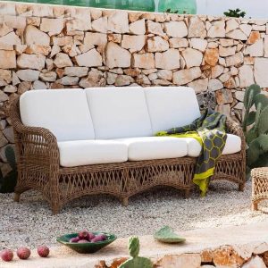 Holzfarbenes Sofa, wasserdichter Holzrahmen für 3 Personen, trendiger Stil, Kissen, 1 Teil, 3-Sitzer Sofa