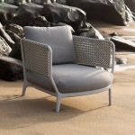 Creme Sofa mit abnehmbarem Kissen, Legierungsrahmen, UV-beständig für 1, trendiger Stil, 1 Stück, 28"L x 28"B x 30"H