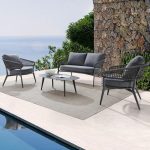 Graues Schwamm-Loveseat für 2 Personen mit UV-beständiger Polsterung - Trendiger Stil - 1 Stück, 2-Sitzer Sofa