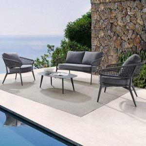 Graues Schwamm-Loveseat für 2 Personen mit UV-beständiger Polsterung - Trendiger Stil - 1 Stück, 2-Sitzer Sofa