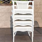 Outdoor-Esstisch in Kreide mit flammhemmendem Stahltisch, 7-teiliges Set mit Stuhl, einfacher Stil, 63"L x 35.5"B x 28.3"H, Tisch & 6 Stühle