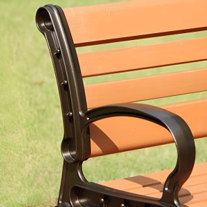 Graue Art Deco Gartenbank mit Legierung, geschwungenen Armlehnen, Rücken und feuchtigkeitsbeständig