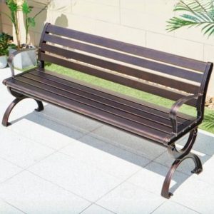 Einfache antike Messinglegierung Outdoor-Bank mit gebogenem Arm und Rücken, regenfest, 70,9"L x 23,5"B x 30,7"H