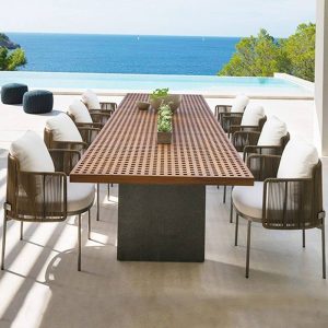 Trendy Metall Rechteckiger Kakao Outdoor-Esstisch, sonnenbeständig, 70.9"L x 35.5"B x 29.1"H, ohne Stühle, Teak