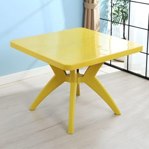 Moderner geometrischer WeCourtyard Tisch Kunststoffrahmen wasserdichter Außentisch - Nur Tisch Quadratisch Gelb