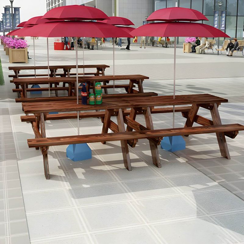 Farmhouse Solid Wood Picnic Table Rectangle Picnic Table ohne Schirm - Holzfarbe 47"L x 22"B x 27,5"H Nur Tisch