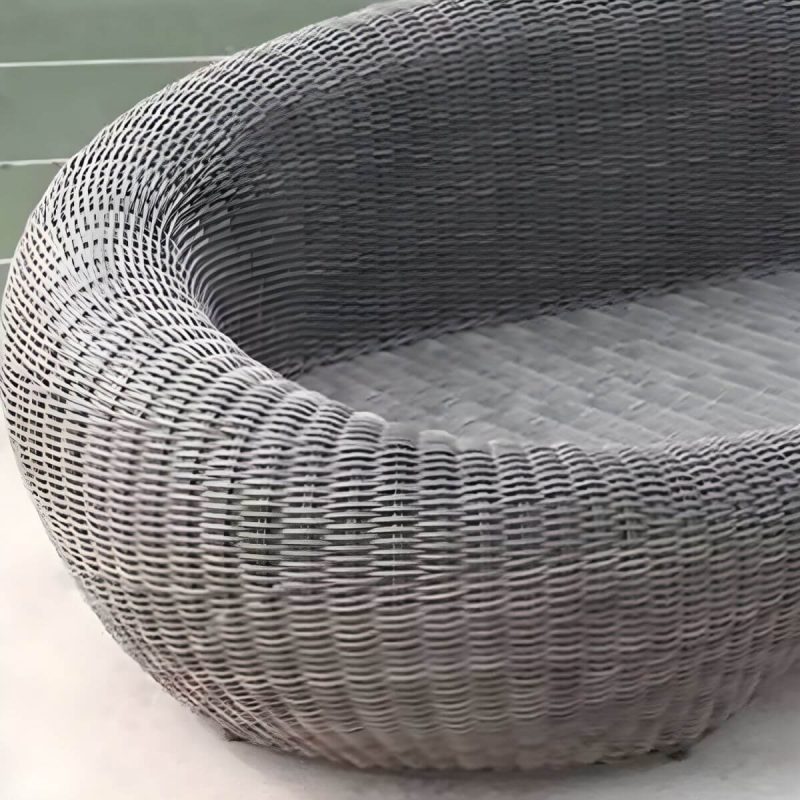 Glas-Couchtisch inklusive Courtyard Sofas Rattan Geflecht Modern in Grau - 4-teiliges Set (2 Stühle & 1 3-Personen-Sofa & 1 Couchtisch)