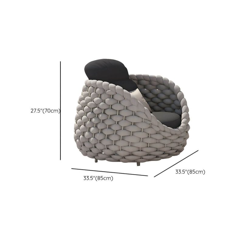 Dimension of Stone Tabletop Coffee Table Included Courtyard Sofa Combination Rope Weaving in Grey - 1-Seater Sofa